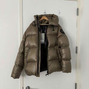 Men's Crofton Black Disc Puffer Jacket northwood khaki sz xl black label hooded